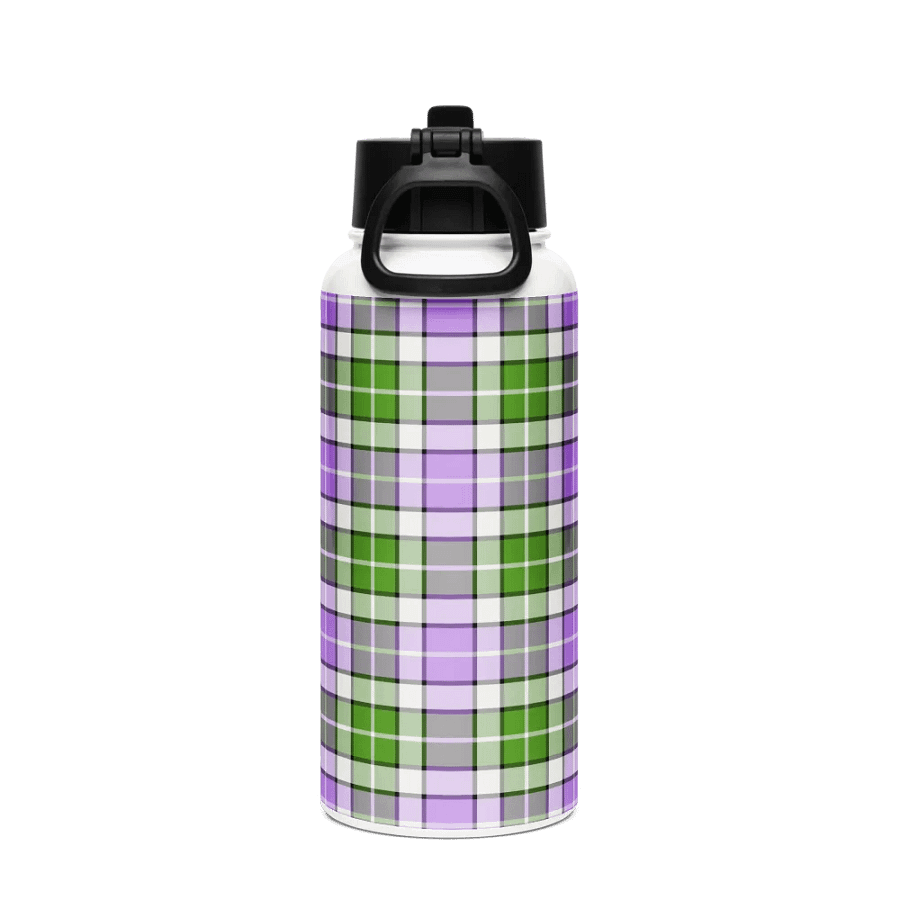 Lavender and Green Plaid Water Bottle product image (3)