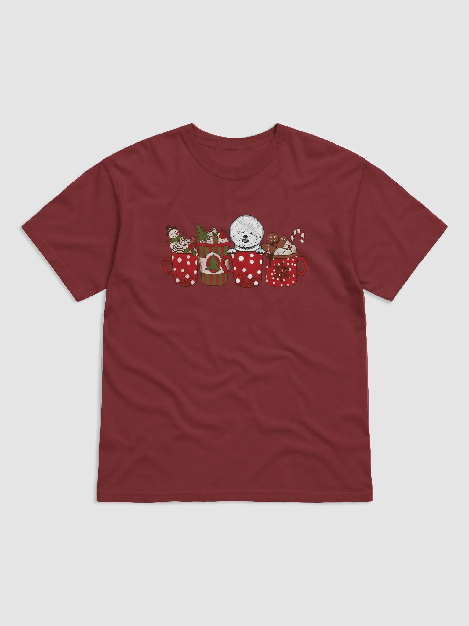 Cute Bichon Frise in a Christmas Cup T-Shirt | Funny Christmas Pup in a Cup product image (4)