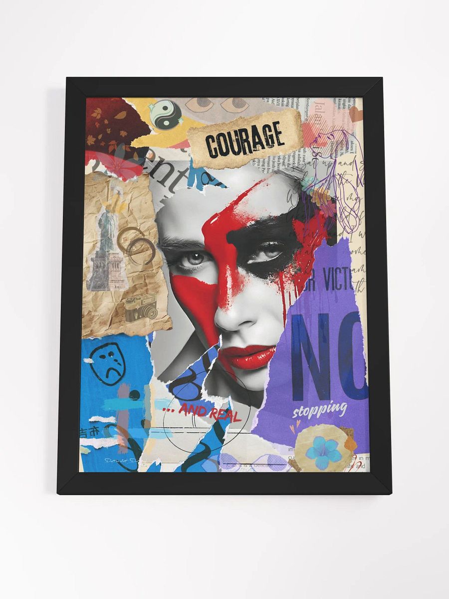 Don't be silent! Don't stop! Red. | Framed Collage Painting product image (5)