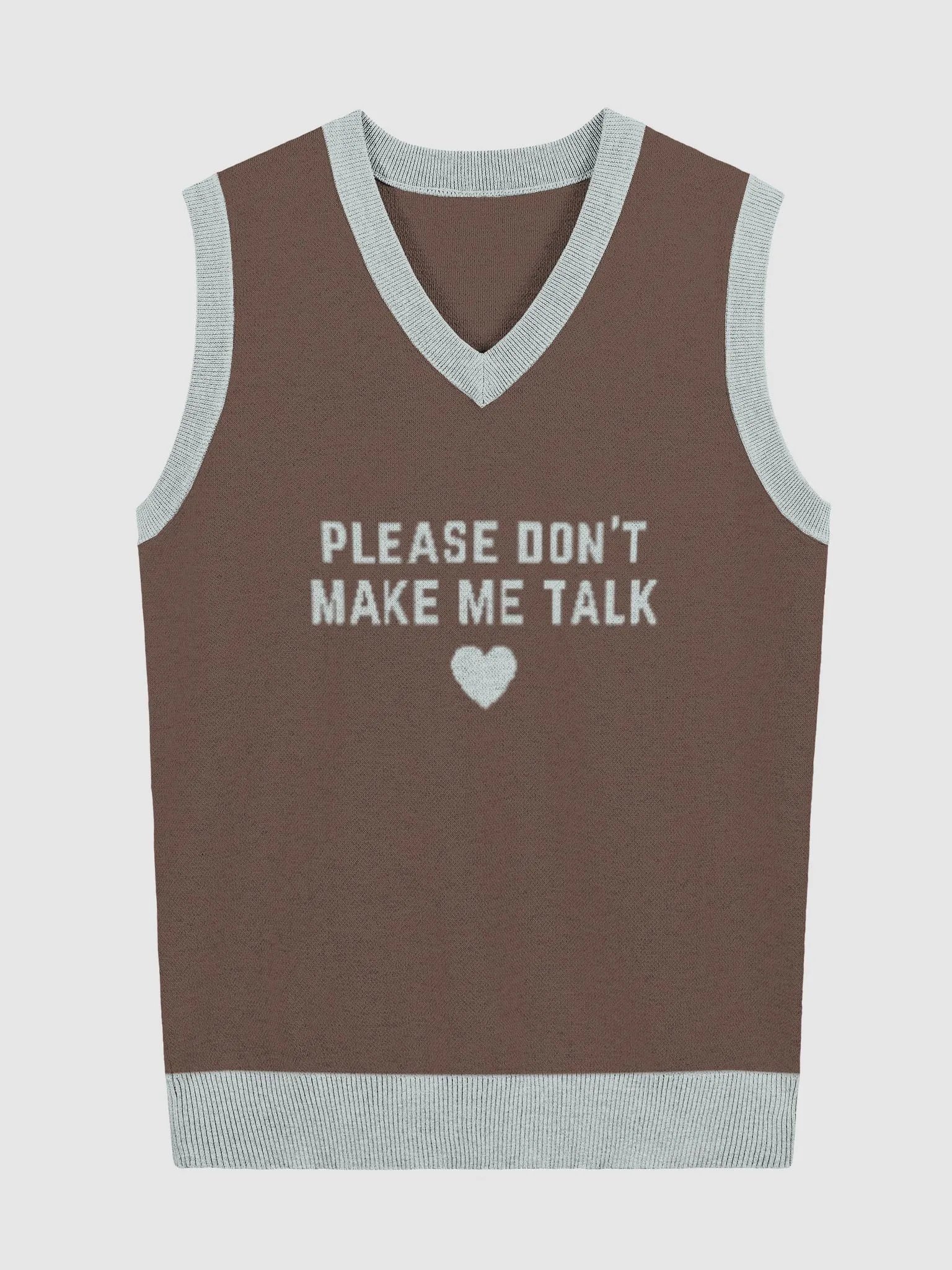 PLEASE DON'T MAKE ME TALK (light blue and brown) knitwear vest product image (3)