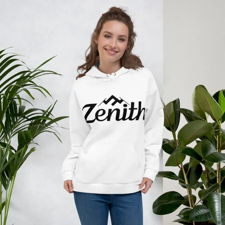 Zenith Recycled Unisex Hoodie with Mountain Peak Design - White product image (2)