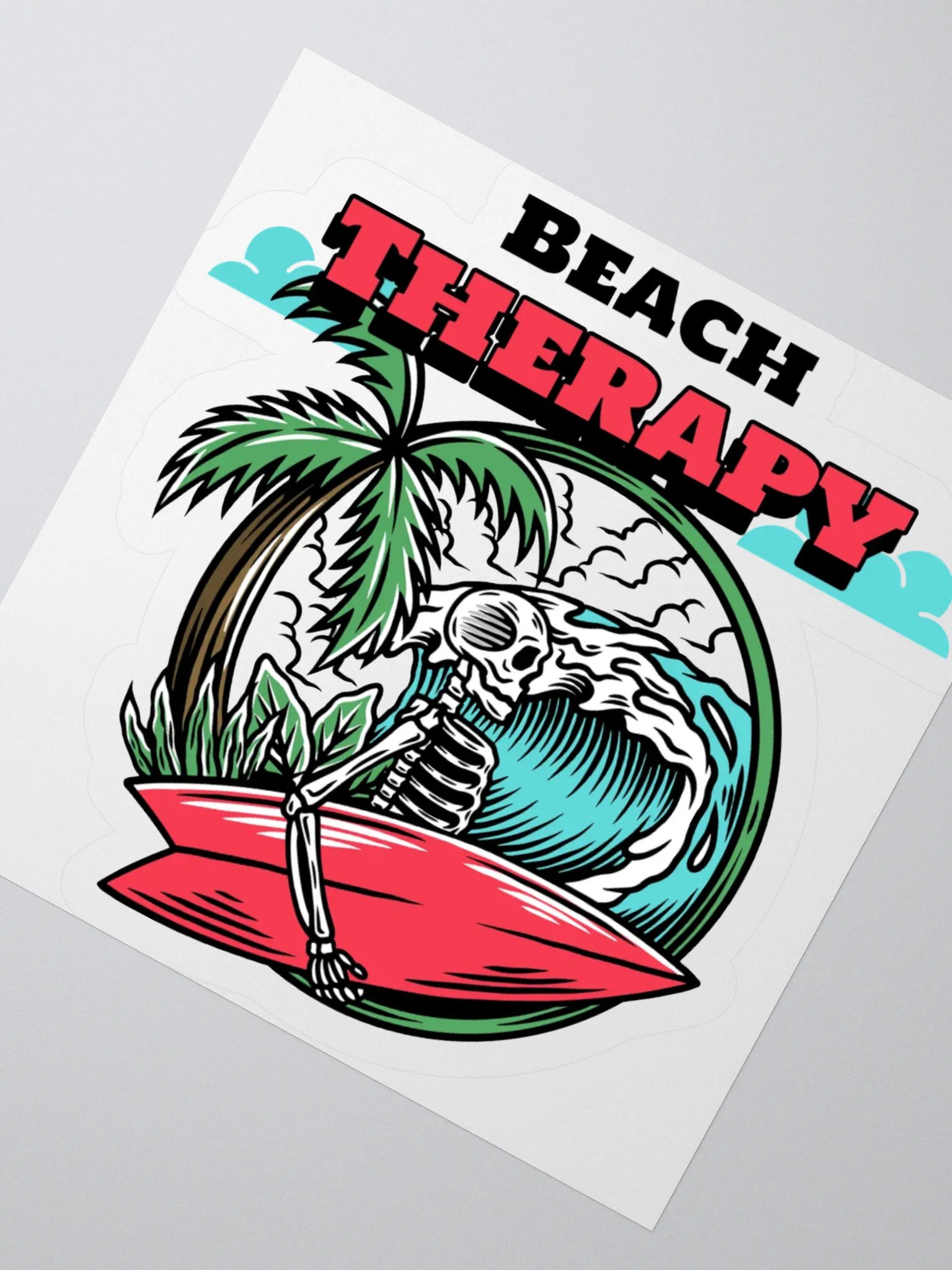 Beach Therapy – Skeleton Surf Sticker product image (1)