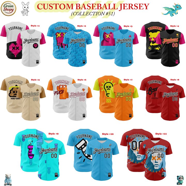 Authentic Baseball Jersey, Custom Baseball Jersey, Personalized Sport Jersey, Colorful, Number, XX revzzz product image (170)