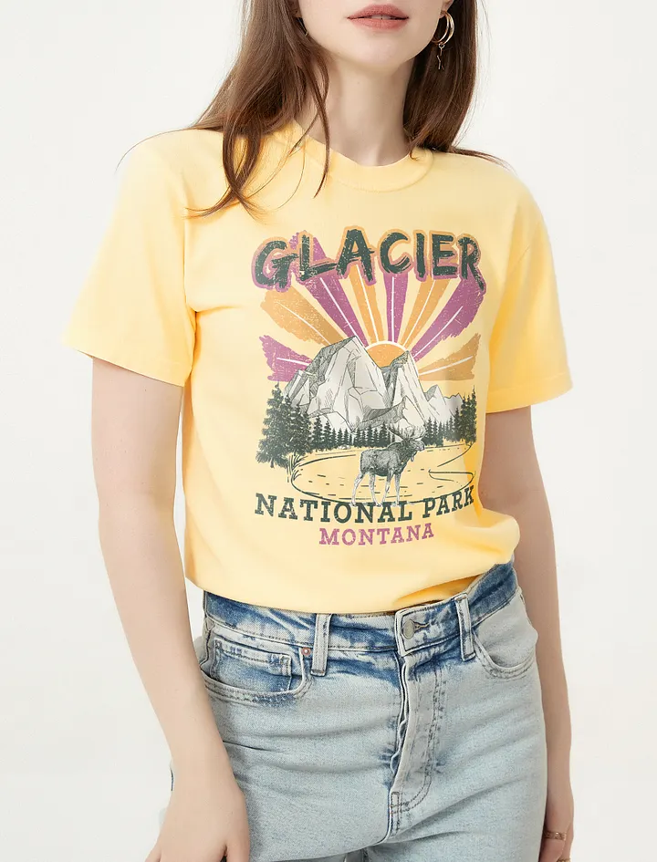 Glacier National Park, Montana Tee | Retro-Style Western T-Shirt for Travel and Road Trips product image (9)