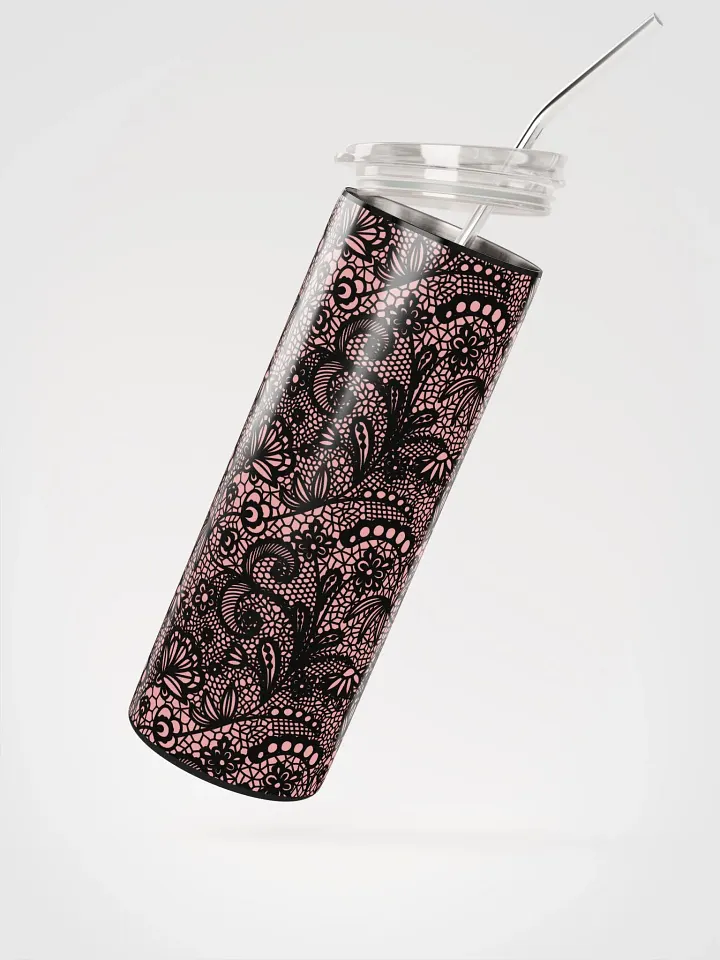 Charming Pink & Black Lace Stainless Steel Tumbler | Eco-Friendly Design product image (2)