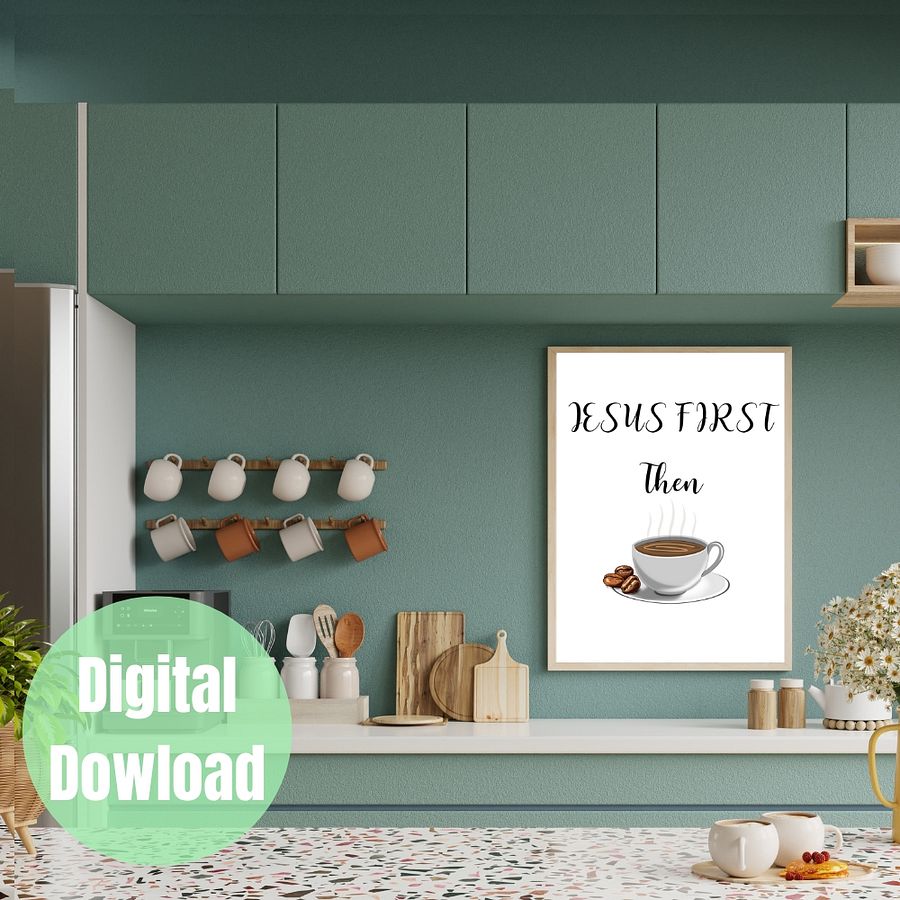 Jesus First Then Coffee Printable Wall Art product image (2)
