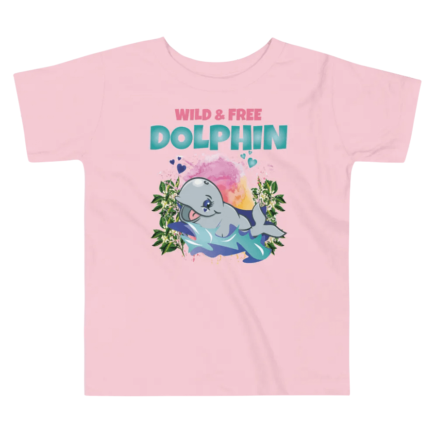 Dolphin Wild and Free Colorful Funny Cute Bella+ Canvas Toddler T-Shirt – Funny Shirt & Gift for Kids product image (4)