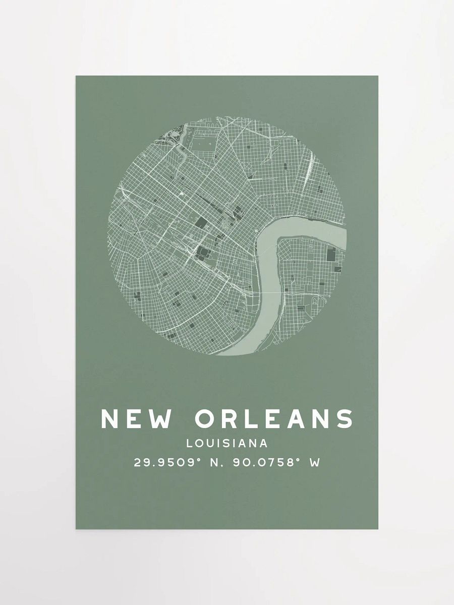 New Orleans Street Map Poster – Sage Green Minimalist Circular City Art product image (4)