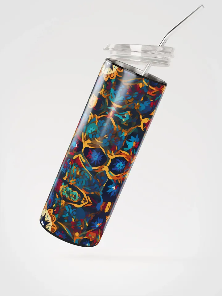 Colorful Pattern, Rich, Deep, Blues, Reds Yellows, and Oranges Skinny Tumbler with Straw, 20oz product image (3)