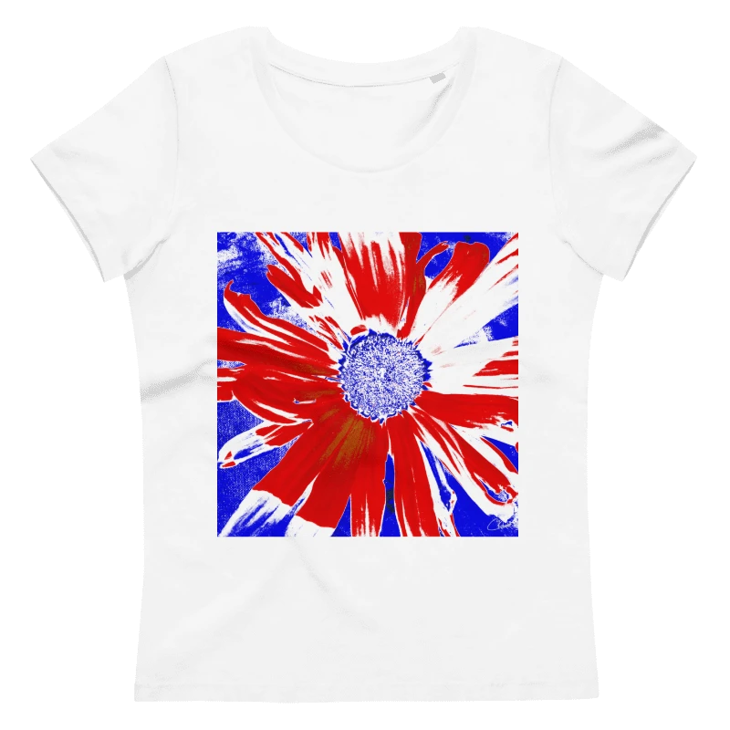 Navy, Red and White Daisy on Navy Abstract Background Women's T Shirt product image (18)