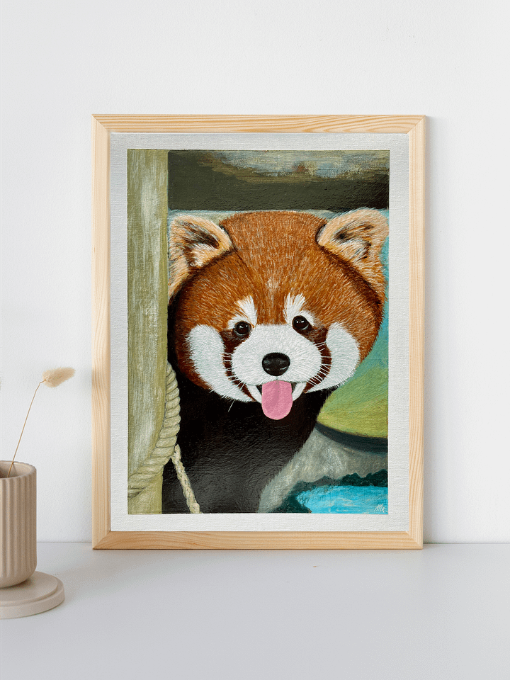 Peek-A-Boo Red Panda Painting – Original Acrylic Wildlife Art product image (2)