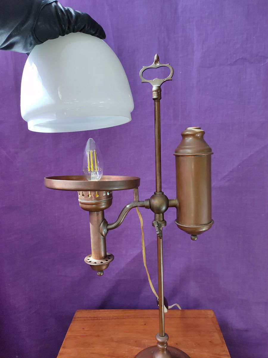 Candeeiro de mesa, candeeiro de óleo de baleia, antigo, século XIX, peça de iluminação, mesa de entrada estreita product image (12)