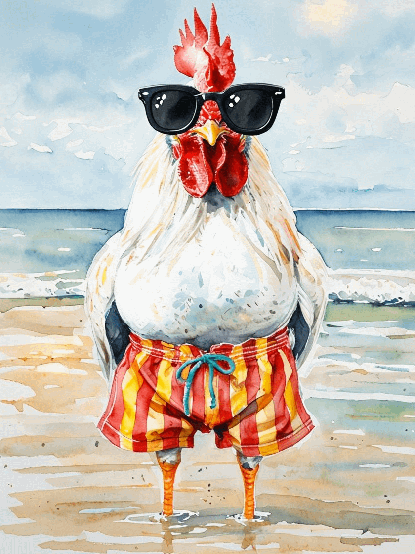Beach Rooster Framed Poster product image (1)
