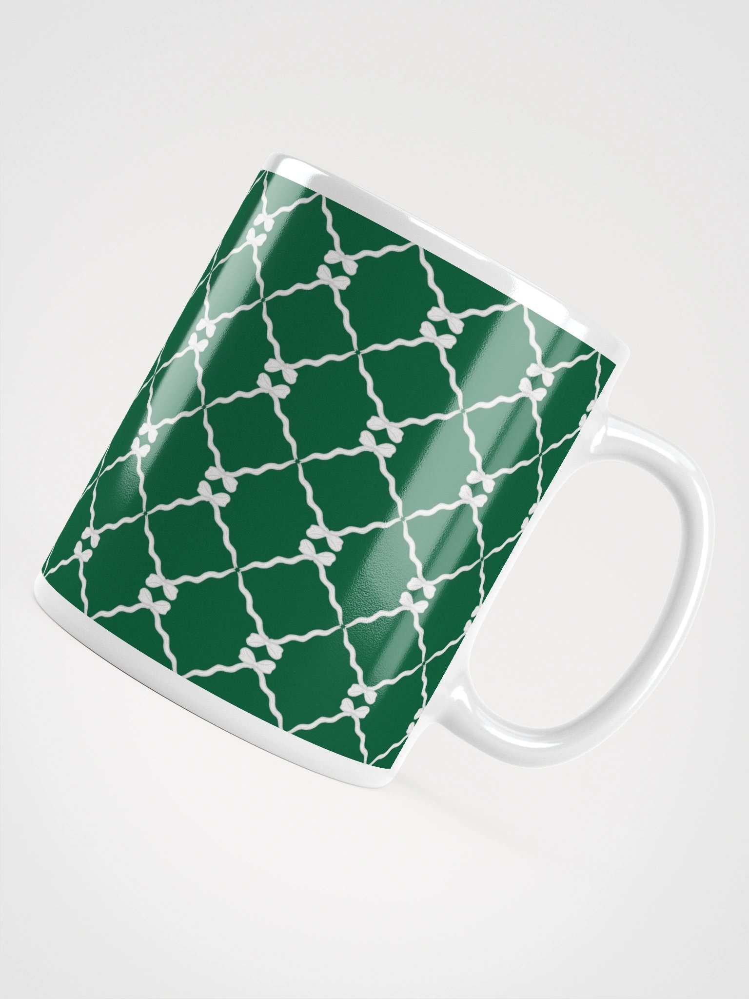 Bows and Ribbon Pattern Mug in Green and White product image (6)