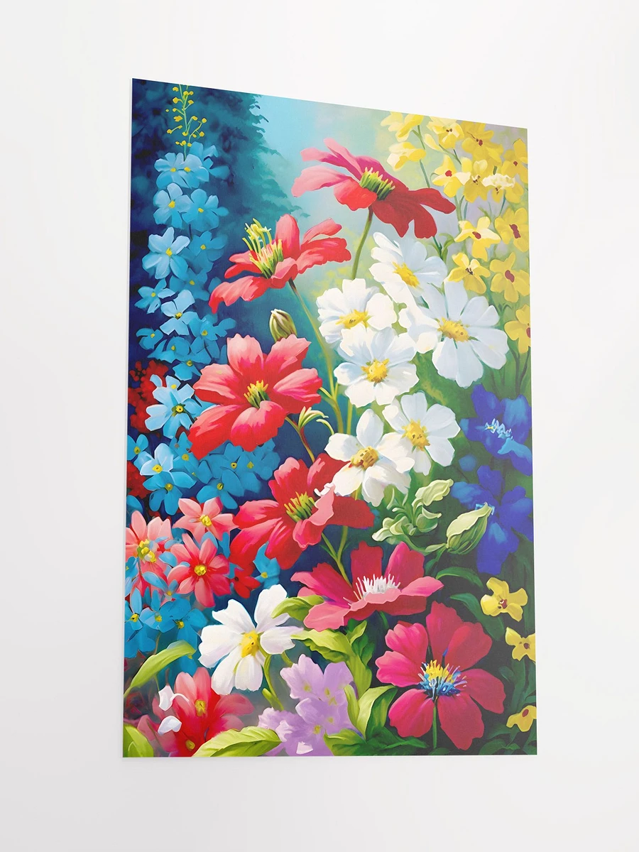 Garden Flowers in Bloom Red White Yellow Blossoms Forget-Me-Nots Matte Poster product image (4)