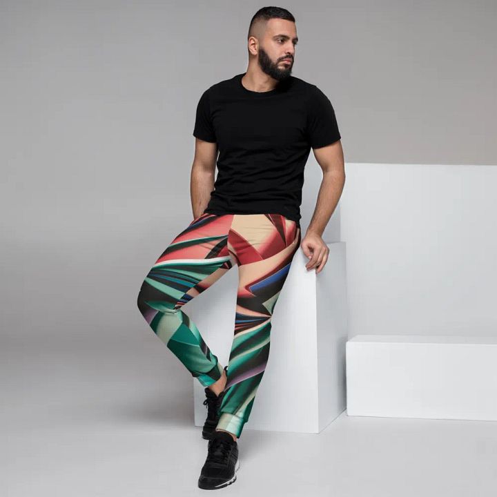 Abstract Geometric Recycled Men's Joggers in Vibrant Colors (XS-3XL) product image (1)