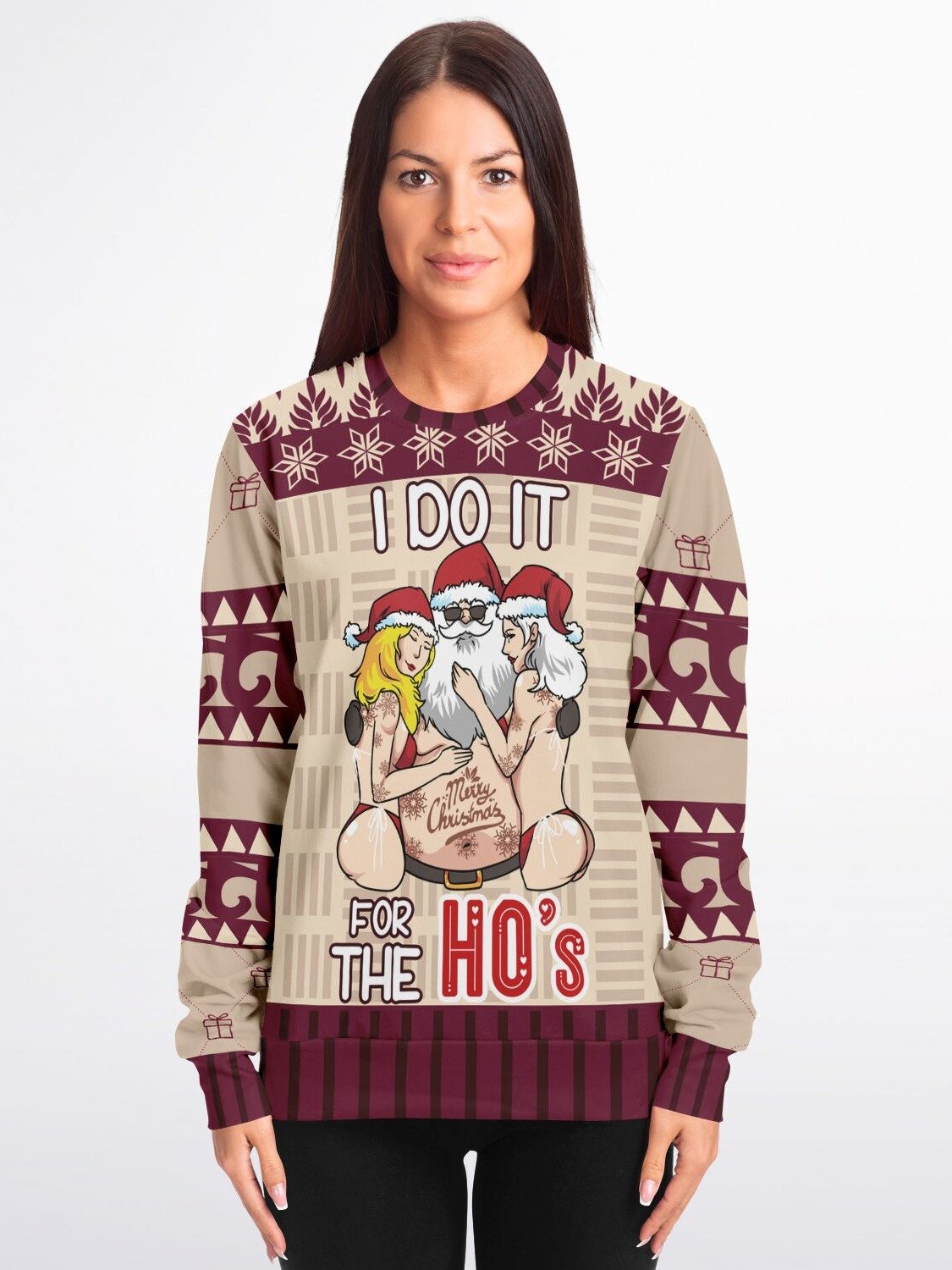 "I Do It for the Ho's" Naughty Christmas Sweatshirt | Funny Santa Graphic Holiday Sweater | Adult Humor Xmas Outfit product image (5)