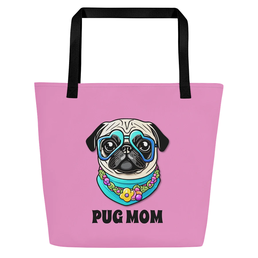 Retro Pug Mom Tote Bag With Pocket-Purple product image (2)