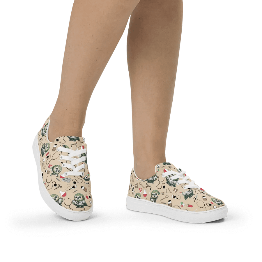 Cute Medical Kakapo Lace-up Canvas Shoes (Tan) product image (2)