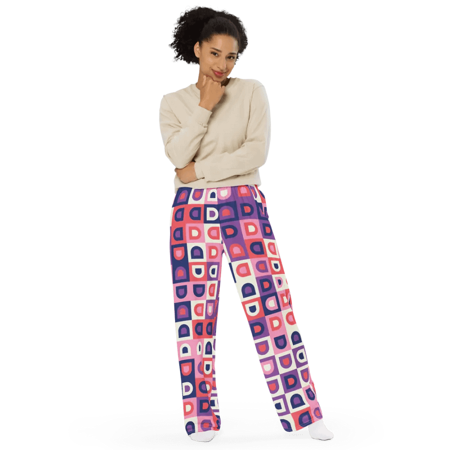 BUIII Retro Geometric: Amethyst Dawn Wide-Leg Pants product image (9)