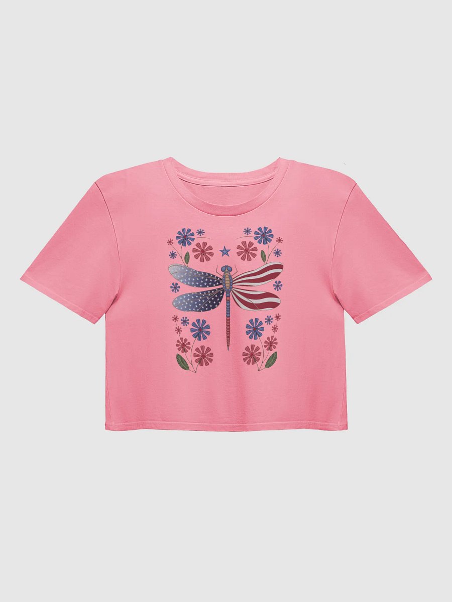 Party Like It’s 1776 - Patriotic Dragonfly American Flag DesignWomen's Crop Top product image (3)