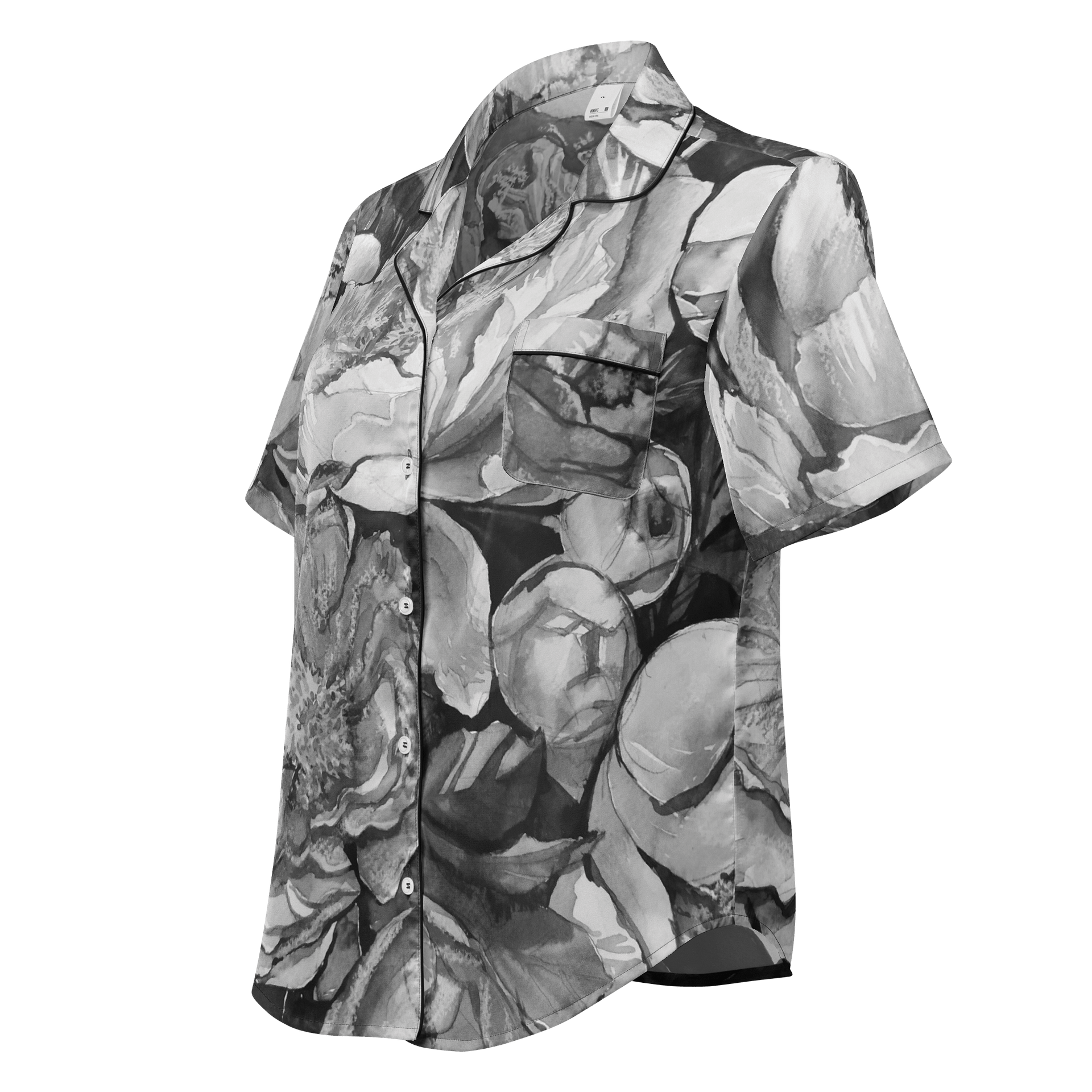 B&W Peonies - Women's Short Sleeve Pajama Top product image (1)