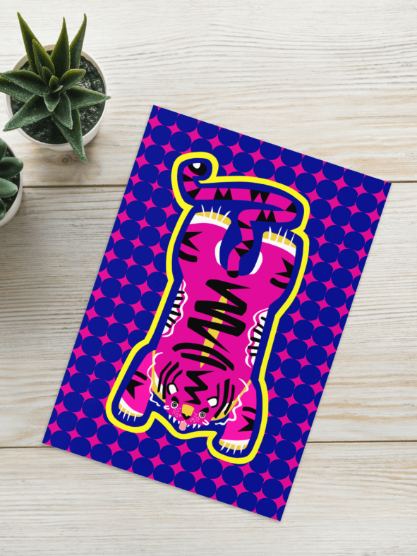 Pink & Blue Electric Tiger - Greeting Card product image (3)