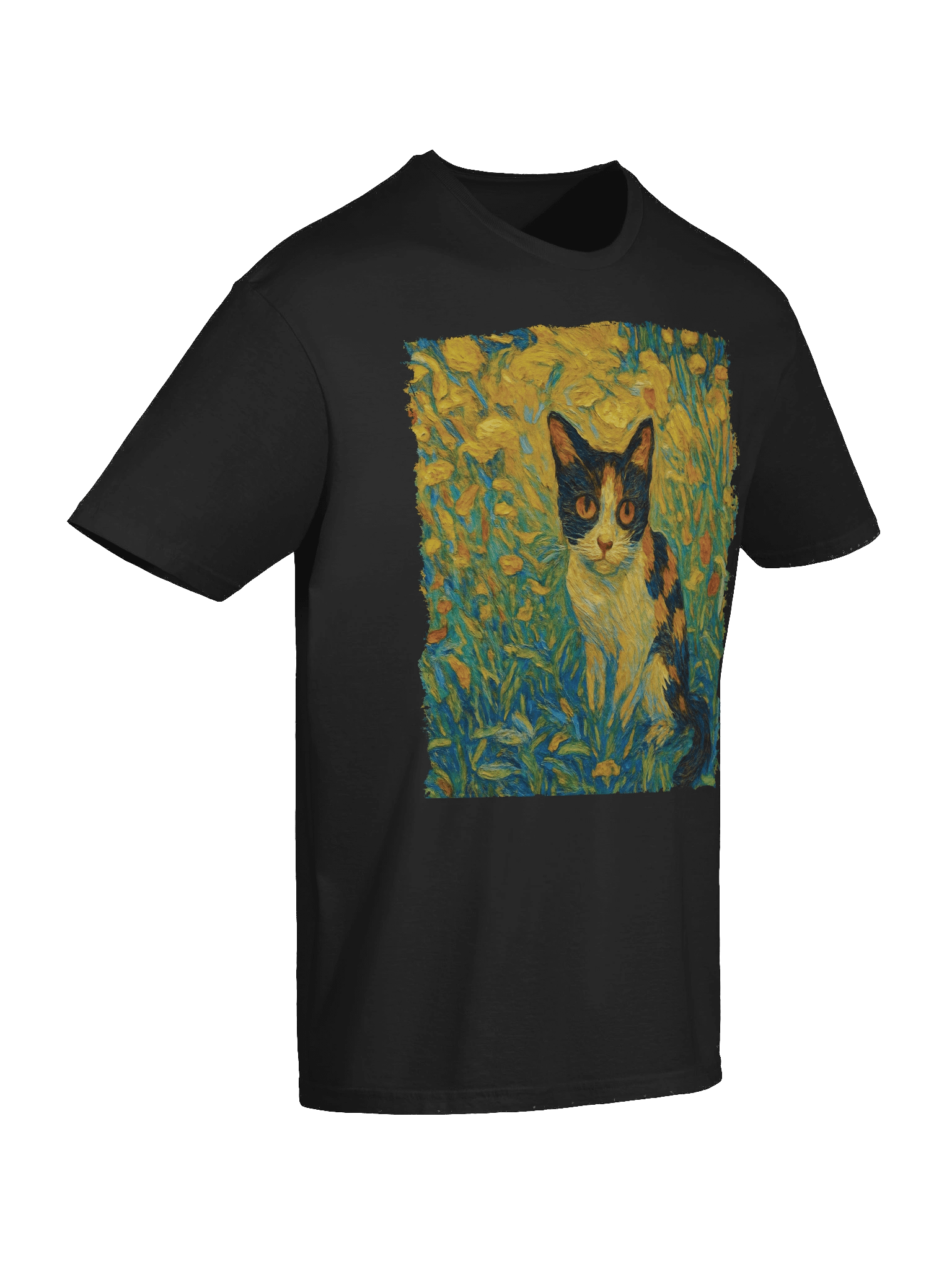 Black Orange Cute Cat Van Gogh Styele T-Shirt product image (114)