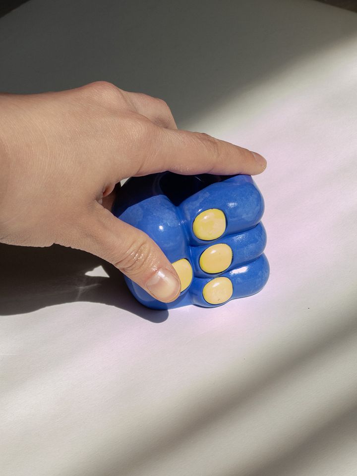 Hand Candleholder - Blue and Lime product image (2)