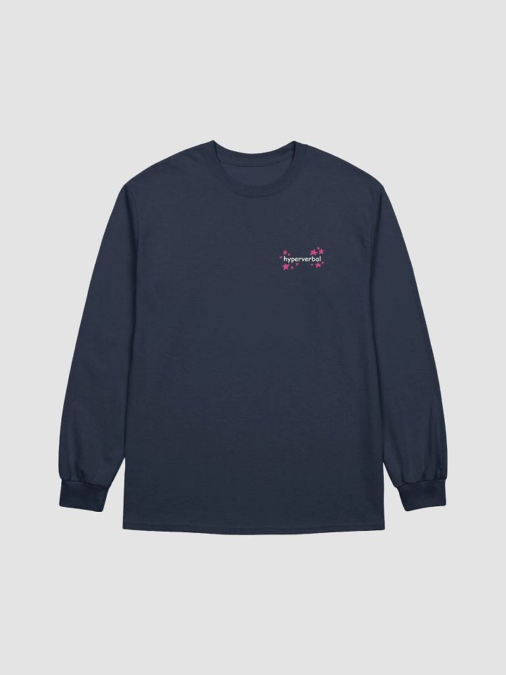 hyperverbal (comic sans with pink stars) printed front and back cotton long-sleeve product image (1)