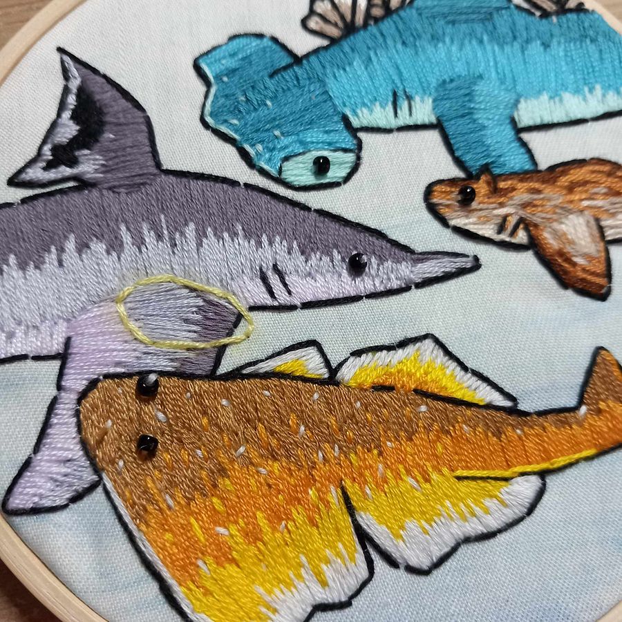 Sharks Embroidery Hoop Art product image (3)