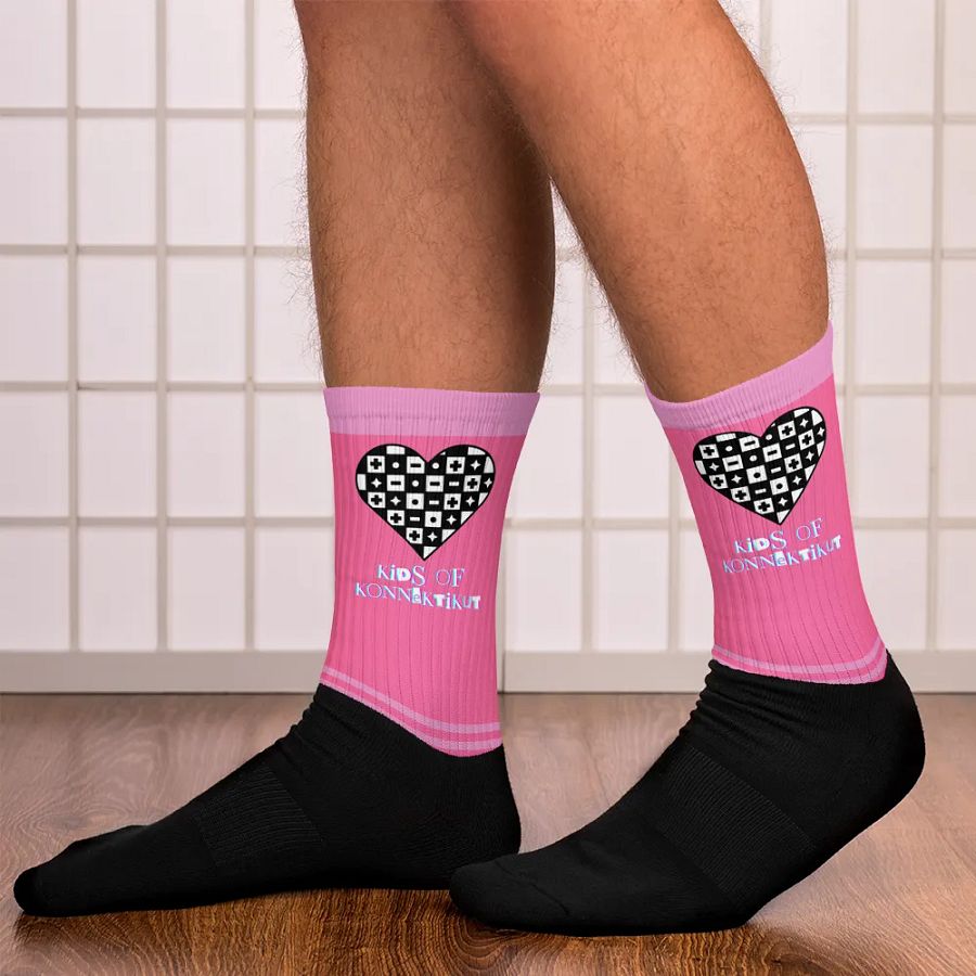 Pink Checkered Heart Socks (Unisex) product image (12)