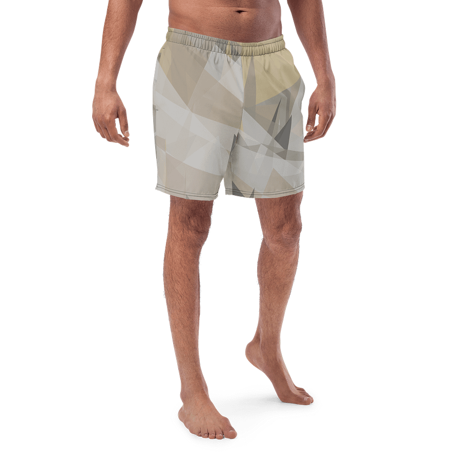 Beige Abstract Triangle Swim Trunks product image (1)