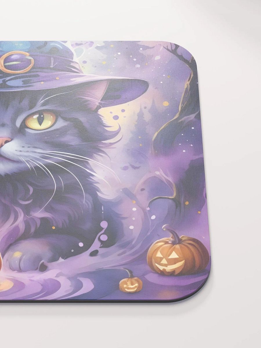 Fluffy Grey Cat Witch Mouse Pad product image (6)