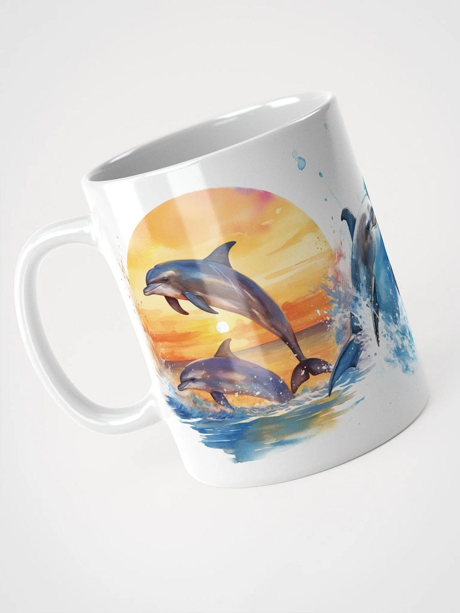 Sunset Dolphins White Glossy Mug product image (3)