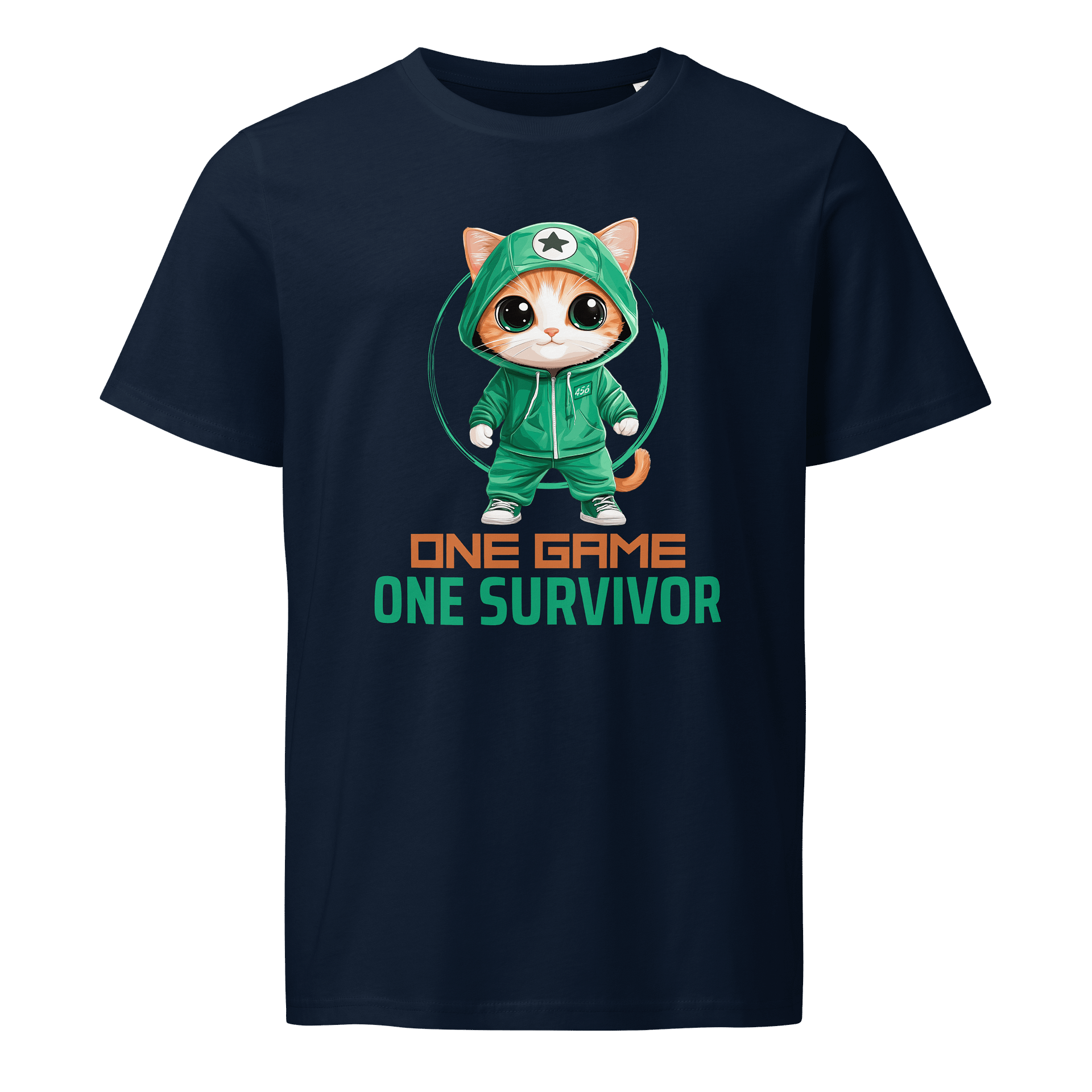 Green Tracksuit Kawaii Cat Korean Squid Player Game 001 456 067 Korean Thriller Movies T-Shirt product image (1)