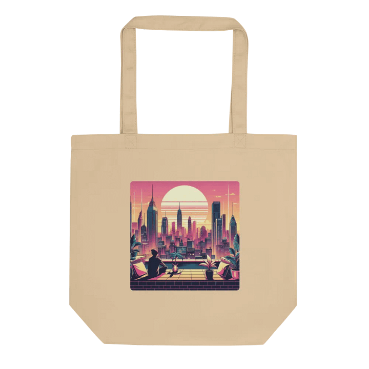 Retro-Futuristic Cityscape Tote Bag | AI Design traveling product image (1)