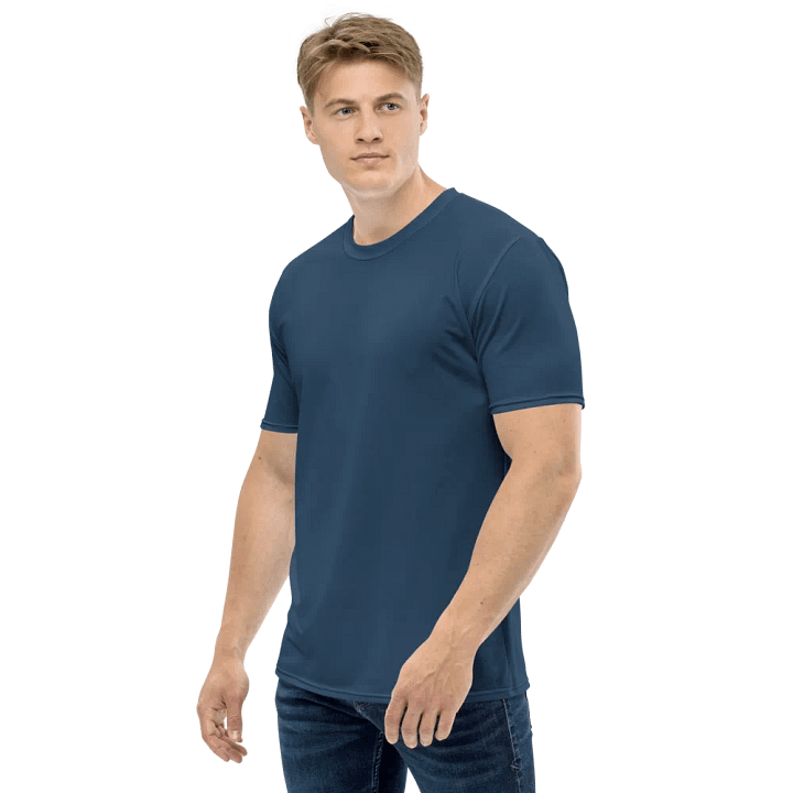Plain Dark Bluish Gray Light Summer Men's Crewneck Polyester Heavyweight Premium T-Shirt by Treasure Pie product image (2)
