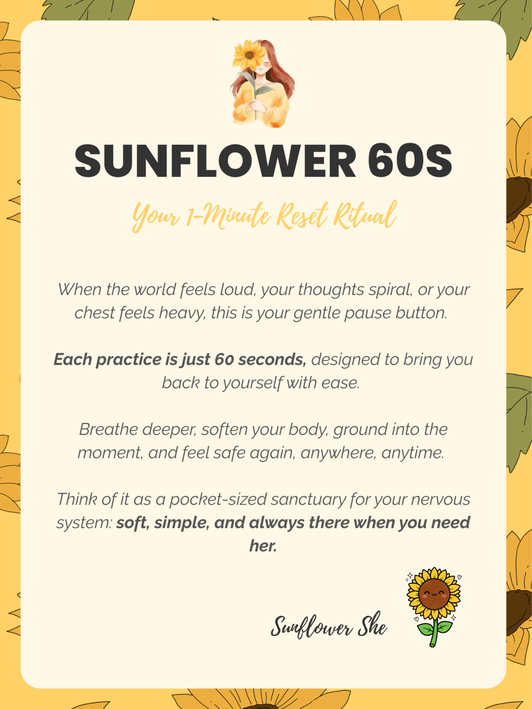 Sunflower 60s: 1-Minute Rituals to Calm Your Nervous System Anywhere, Anytime product image (2)