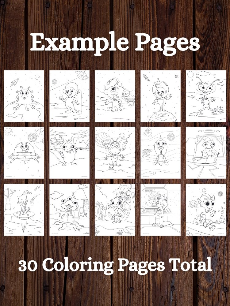 Hero Kids and Cute Aliens Printable Coloring Pages for Children product image (3)