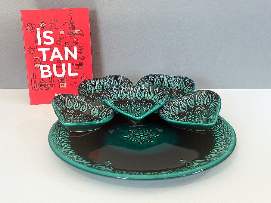 Ceramic turquoise set — handmade pottery, handmade ceramic, home decor, handmade gift, Turkish ceramic product image (4)