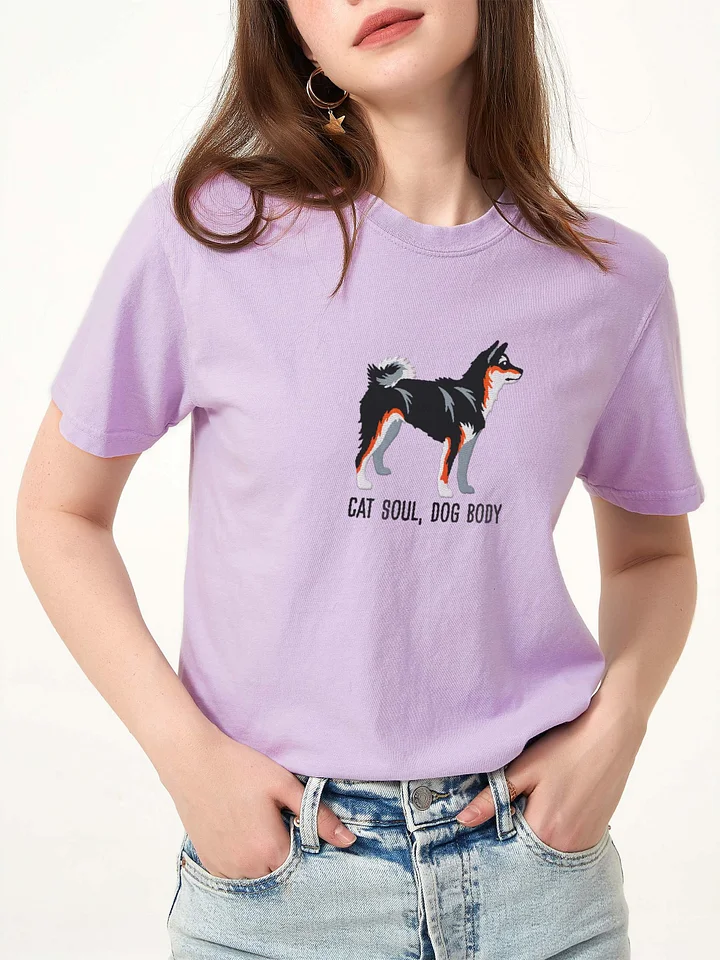 Cat Soul, Dog Body T-Shirt(Embroidered) of a Shiba Inu(Tricolor) product image (2)