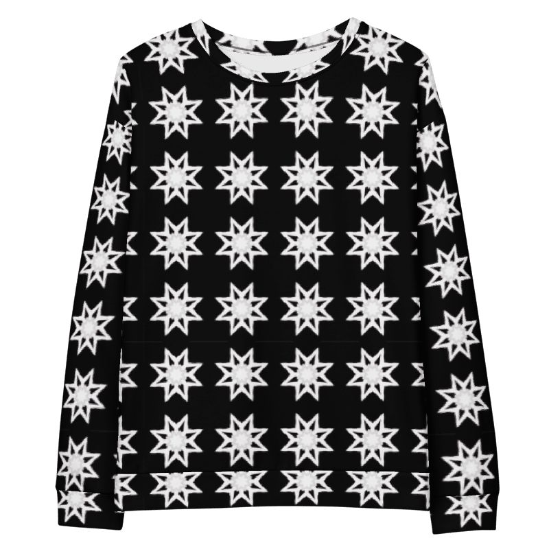 Abstract White Repeating Stars Unisex All Over Print Sweatshirt product image (12)