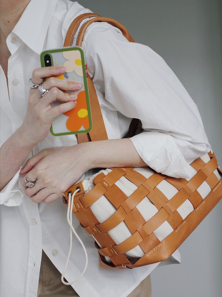 Vegetable Tanned Leather Caged Tote Bag - Large product image (5)
