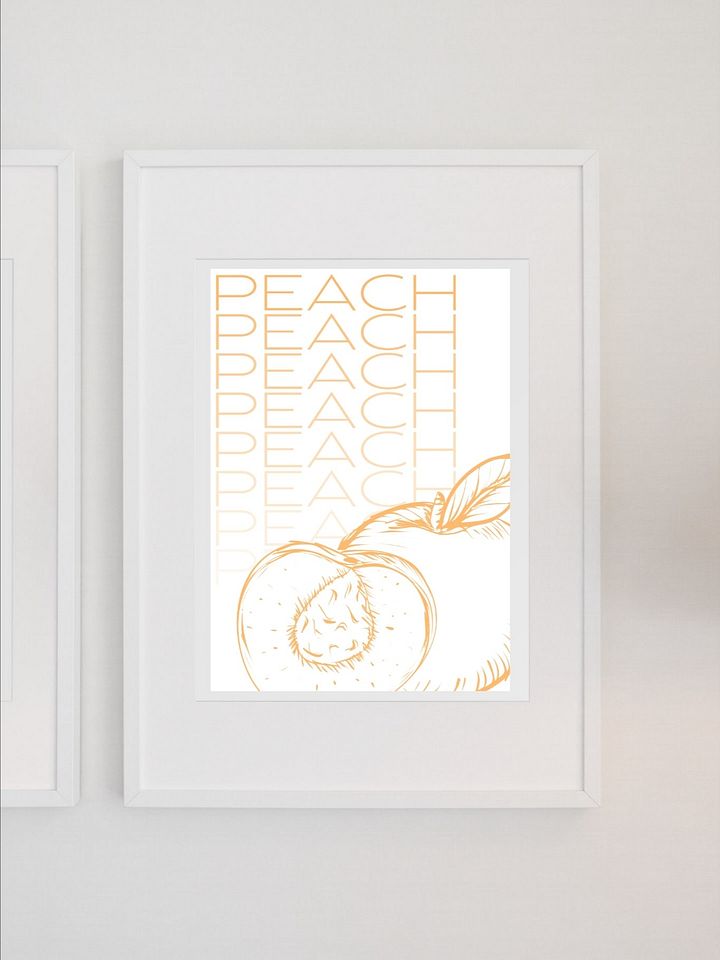 Peach Fruit Wall Art - Minimalist Peach Illustration, Modern Kitchen Decor, Fresh Fruit Print, Summer Vibes Artwork, Farmhouse Style product image (1)