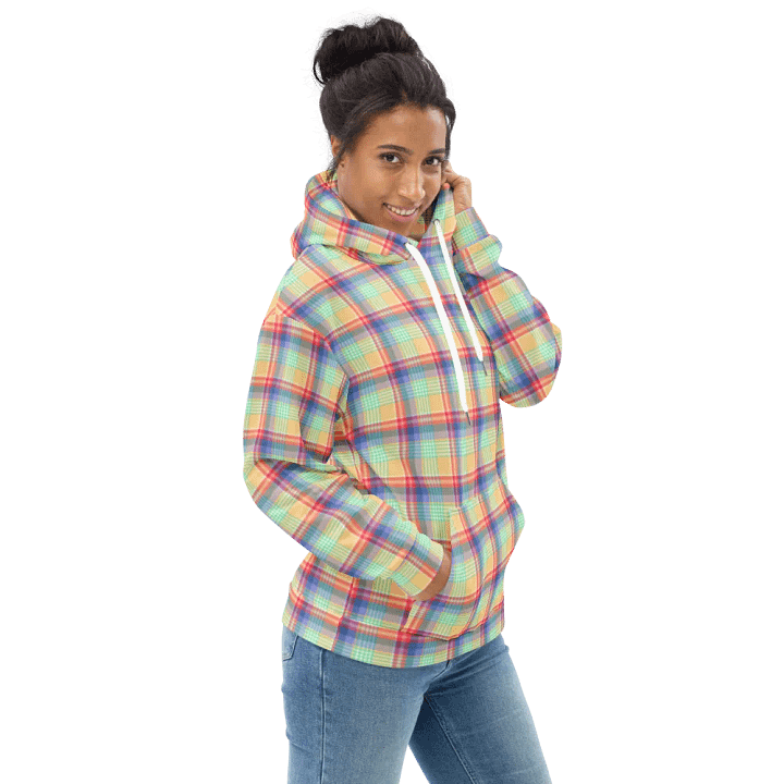 Bright Pastel Plaid Hoodie product image (1)