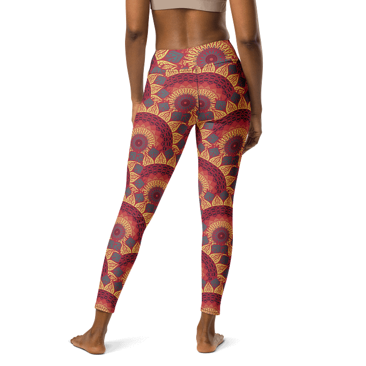 Vibrant Mandala Leggings - Red, Blue & Yellow Floral Design product image (2)