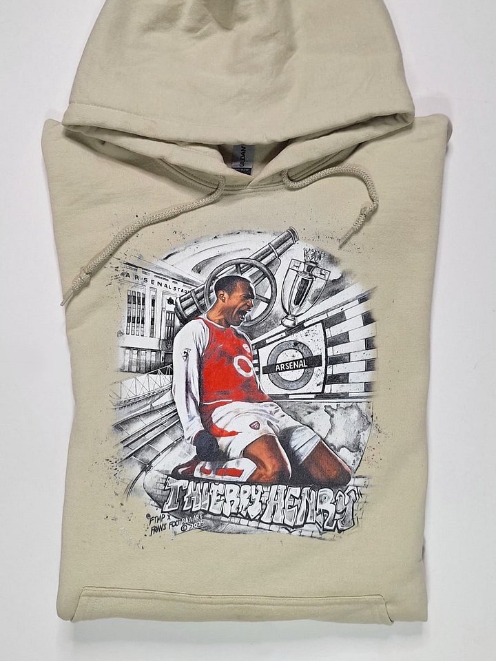 Thierry Henry Arsenal Hoodie – Front Print Football Artwork & Sleeve Logo (Podcast Exclusive) product image (1)