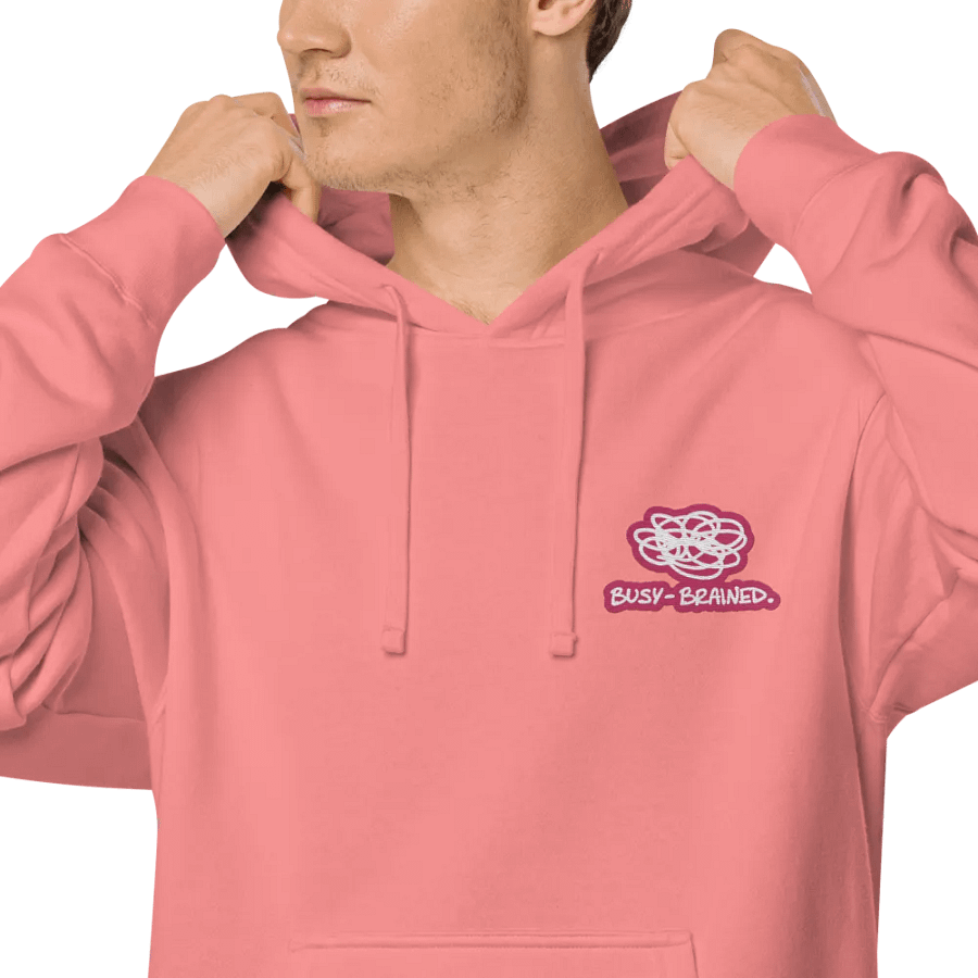 BUSY-BRAINED (L.C. pink bubble design 2) embroidered pigment hoodie product image (7)