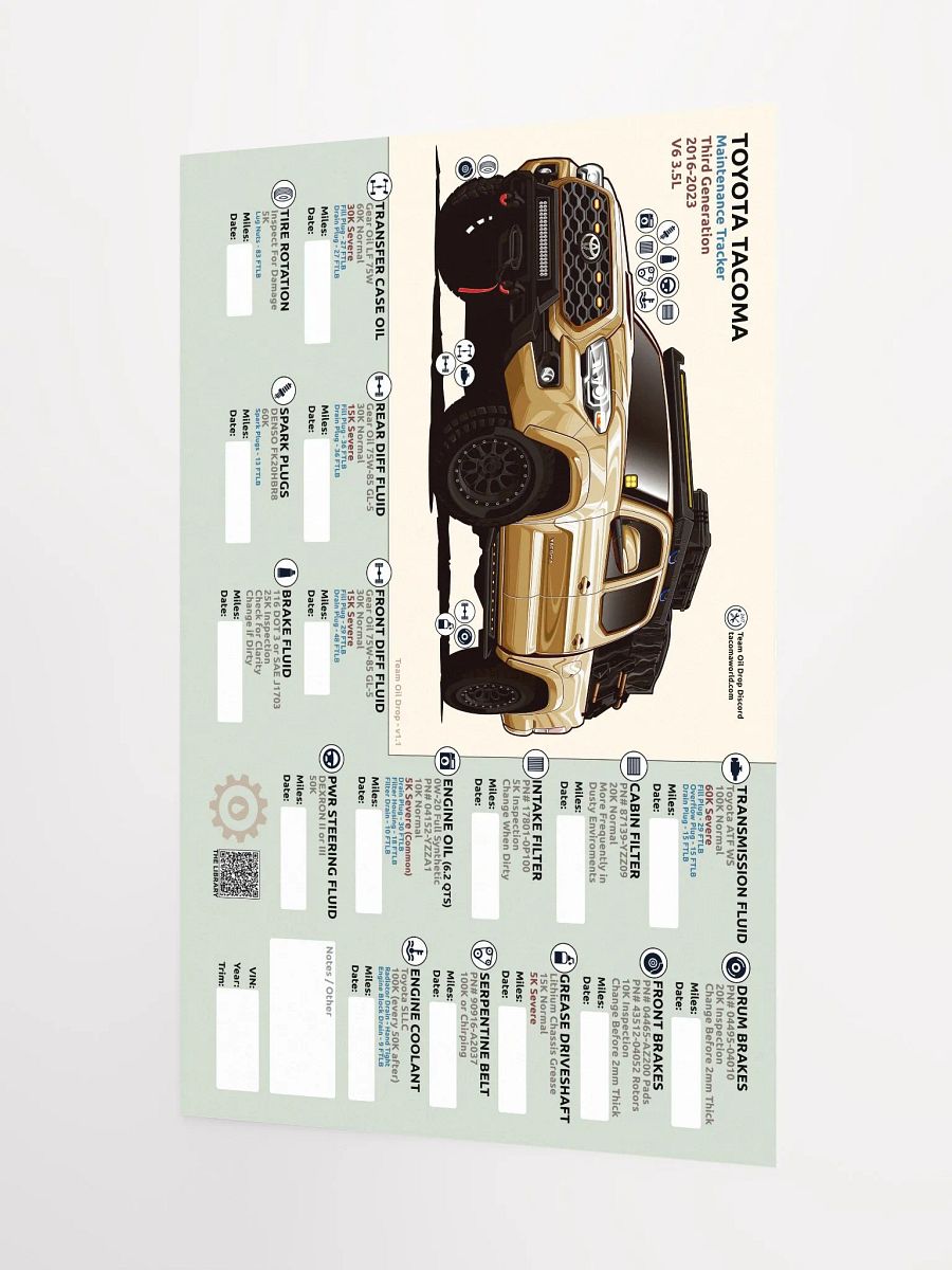 3rd Gen Maintenance Tracker v1.1 - Sand product image (4)